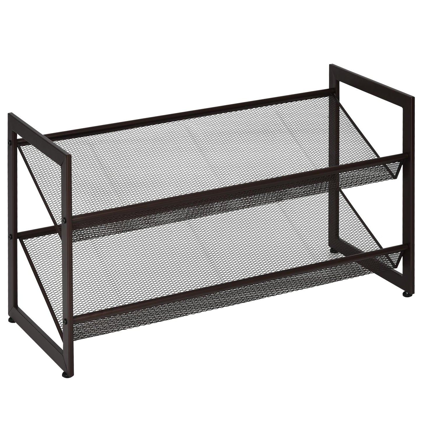 Giantex Shoe Rack, 2 Tier Iron Shoe Shelf w/ 2 Placement Modes, Space Saving Layered Shoes Shelving, Freestanding Assembled Shoes Storage Organizer for Living Room, Entryway & Cloakroom