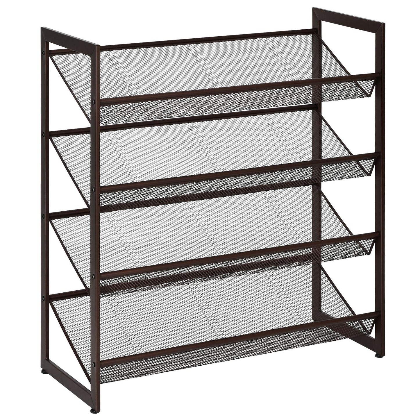 Giantex Shoe Rack, 4 Tier Iron Shoe Shelf w/ 2 Placement Modes, Space Saving Layered Shoes Shelving, Freestanding Assembled Shoes Storage Organizer for Living Room, Entryway & Cloakroom