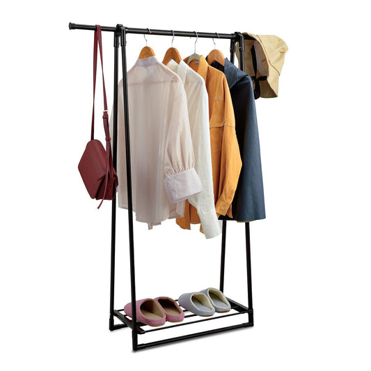 Giantex Metal Garment Rack, A-Shape Clothing Rack, Heavy Duty Adjustable & Extendable Rack with Storage Shelf, Foldable Garment Standing Hanger