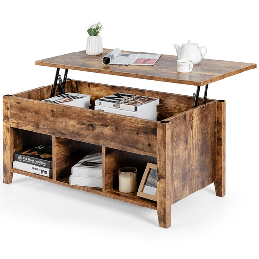 Giantex Lift Top Coffee Table, Modern Retro Central Table with Storage Shelf, Multifunctional Accent Table with Rising Tabletop for Living Room Reception Room