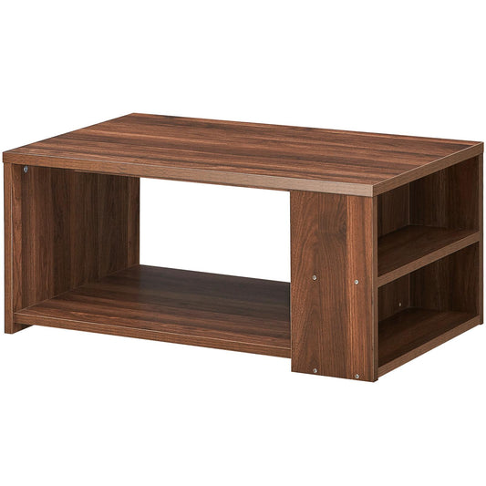 Giantex Coffee Table with Ample Storage Shelves, Smooth Surface & Extra Storage Space, Strong Bearing Wooden Table, Easy Assembly (Walnut)