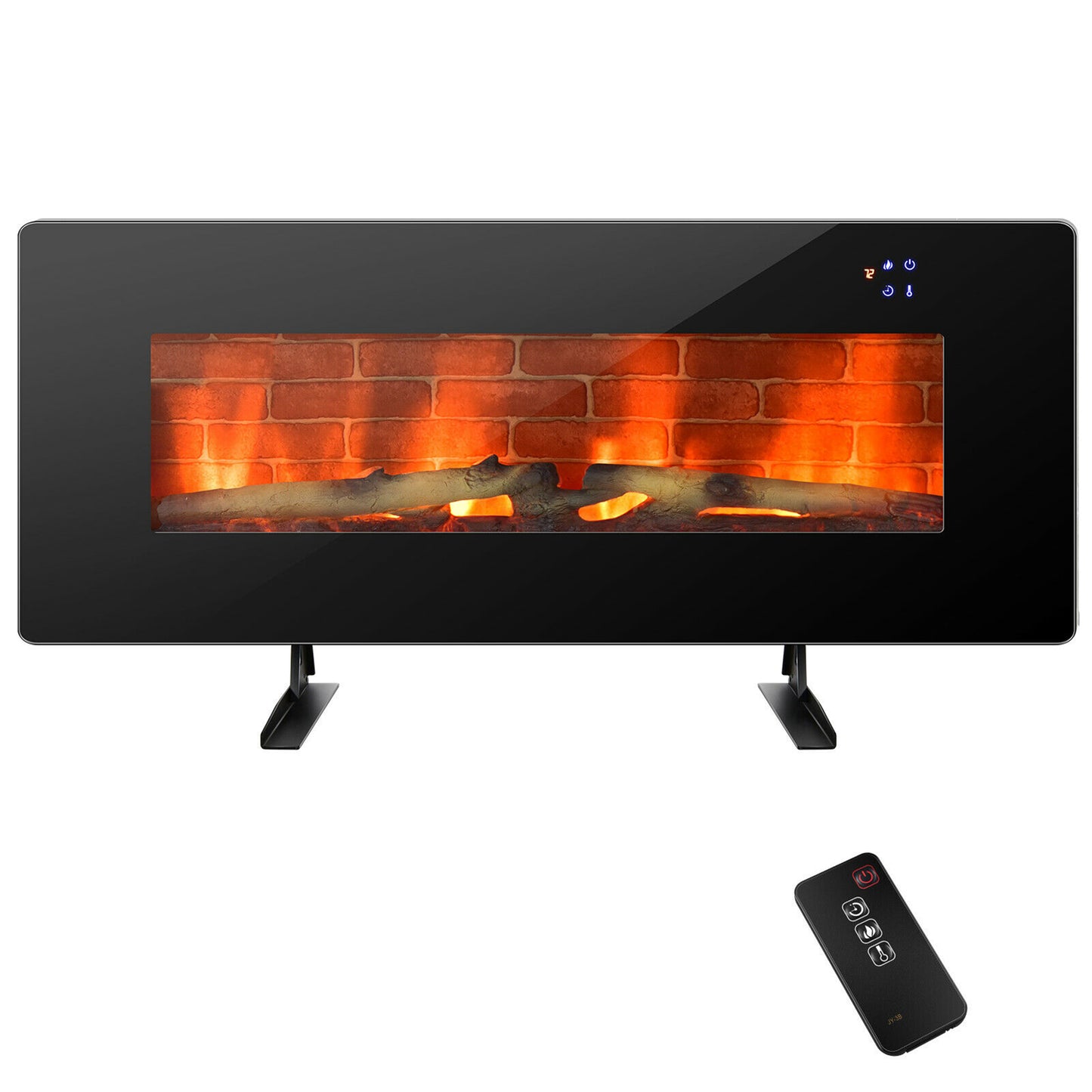 42 Inches Electric Fireplace, Freestanding & Wall-Mounted Electric Heater, 1400W Electric Fireplace with Timer, Remote Control, Touch Screen, 7 Flame Colors, Overheating Protection
