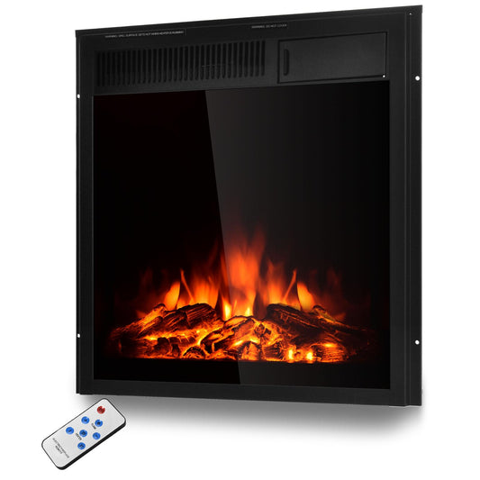 Electric Fireplace Inset 22.5-Inch Wide, 1500W Recessed and Freestanding Heater with Remote Control, Adjustable Flame Brightness, Inserted Decorative Fireplace for Home
