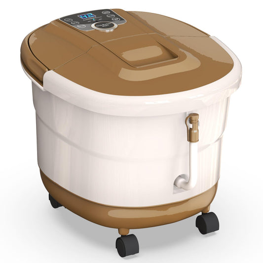 Giantex Portable Foot SPA Bath Massager, Electric Therapy Foot Tub, Auto Thermal Heating Foot Shiatsu Massager, with Rollers, LED Touch Display, Adjustable Temperature, Drainpipe