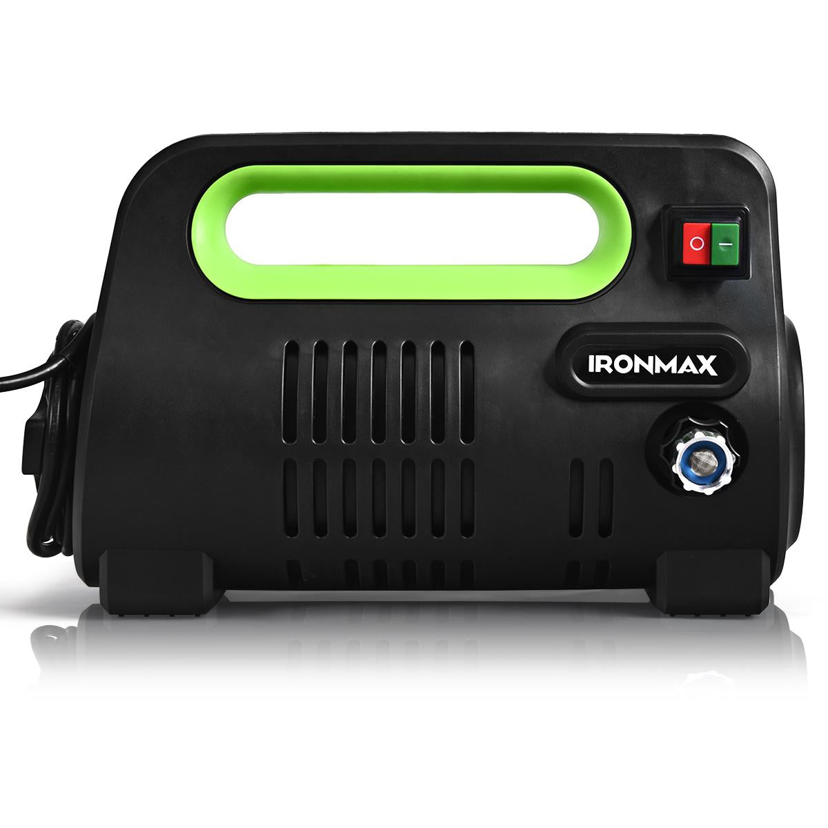 Compact Pressure Washer Portable High Power Car Cleaning Machine w/Adjustable Nozzle, Spray Gun, Hose Reel, Soap Bottle, 1800PSI / 1.96GPM, 1500W