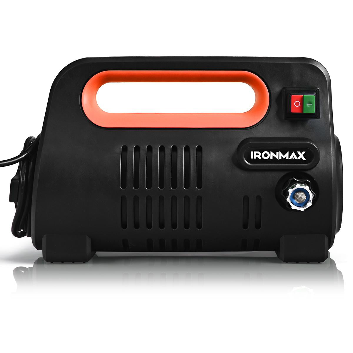 Compact Pressure Washer Portable High Power Car Cleaning Machine w/Adjustable Nozzle, Spray Gun, Hose Reel, Soap Bottle, 1800PSI / 1.96GPM, 1500W