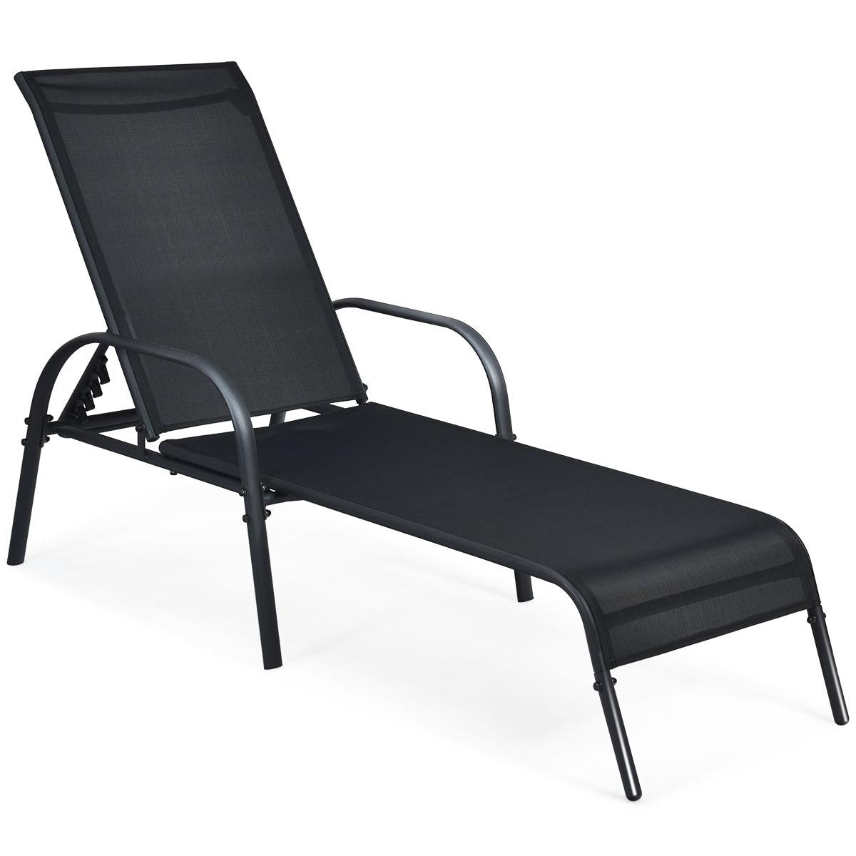 Giantex Chaise Lounge Chair, Adjustable Reclining Lounge Chairs, Folding Recliners Patio Furniture for Backyard Lawn