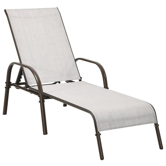 Giantex  Chaise Lounge Chair, Adjustable Reclining Lounge Chairs, Folding Recliners Patio Furniture for Backyard Lawn