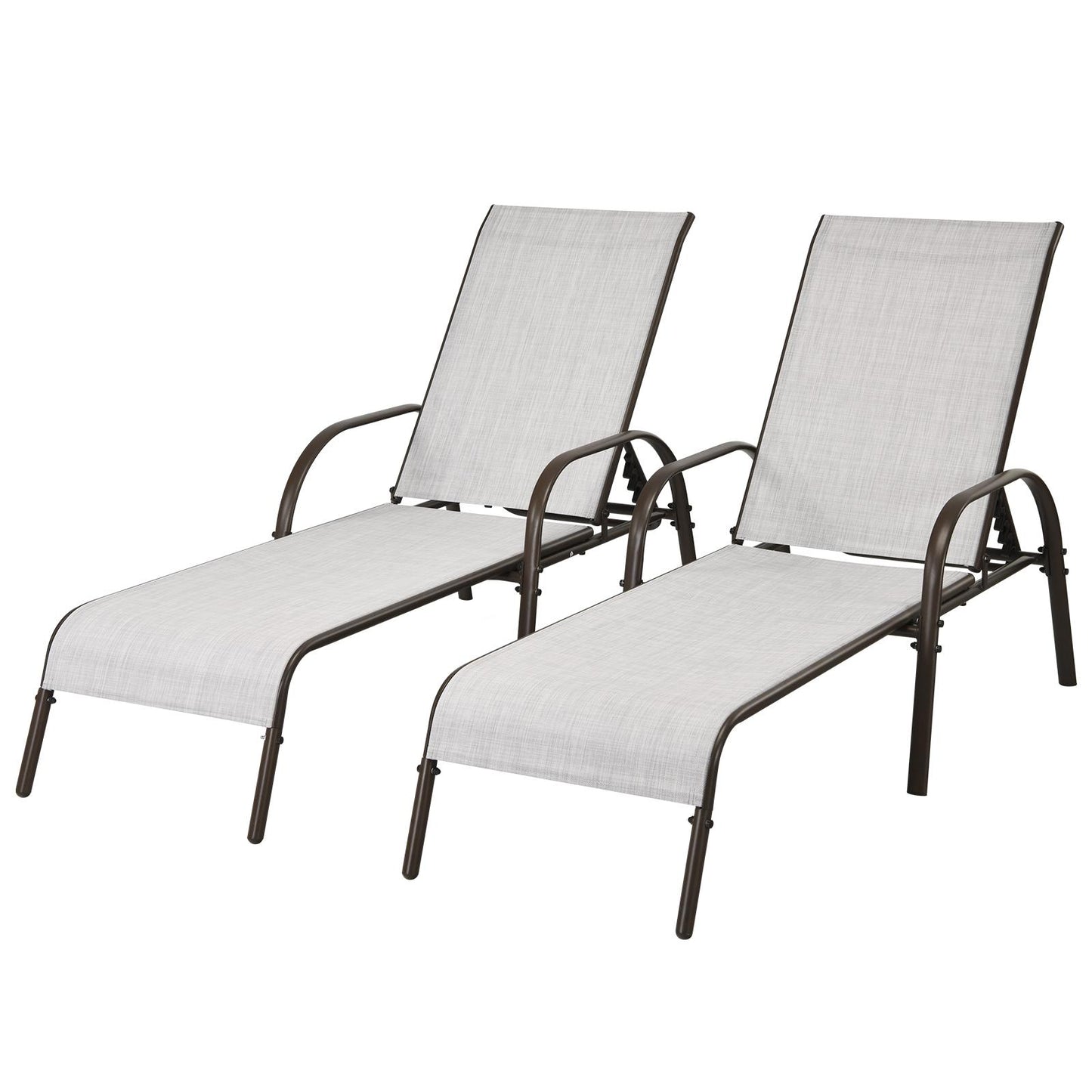 Giantex  2 Pcs Chaise Lounge Chair, Adjustable Reclining Lounge Chairs, Folding Recliners Patio Furniture for Backyard Lawn