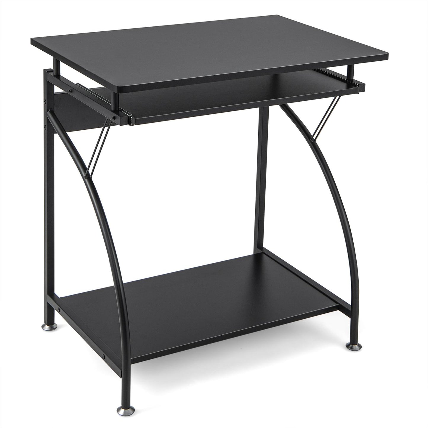 Giantex Computer Desk with Pullout Keyboard Tray, Laptop Writing Table Workstation, Compact Home Office Study Furniture with Bottom PC Tower Shelf