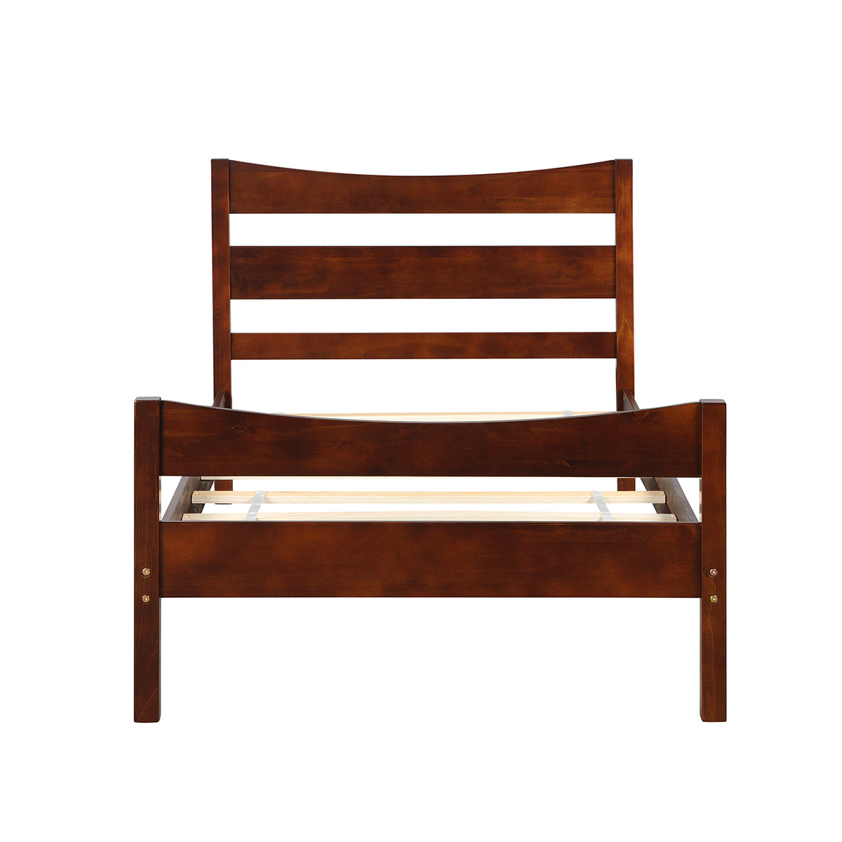 Giantex Twin Size Wood Bed Frame, Panel Bed Mattress Foundation w/Strong Support for Kids, No Box Spring Needed, Brown