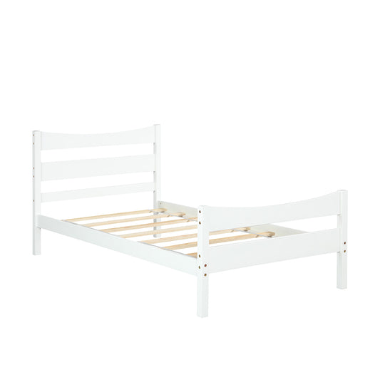 Giantex Twin Size Wood Bed Frame, Panel Bed Mattress Foundation w/Strong Support for Kids, No Box Spring Needed