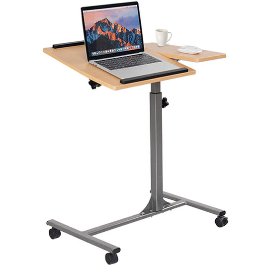 Giantex Rolling Laptop Desk, Portable Overbed Table w/Lockable Wheels, Adjustable Height Mobile Computer Workstation, Sit Stand Desk for Home, Office