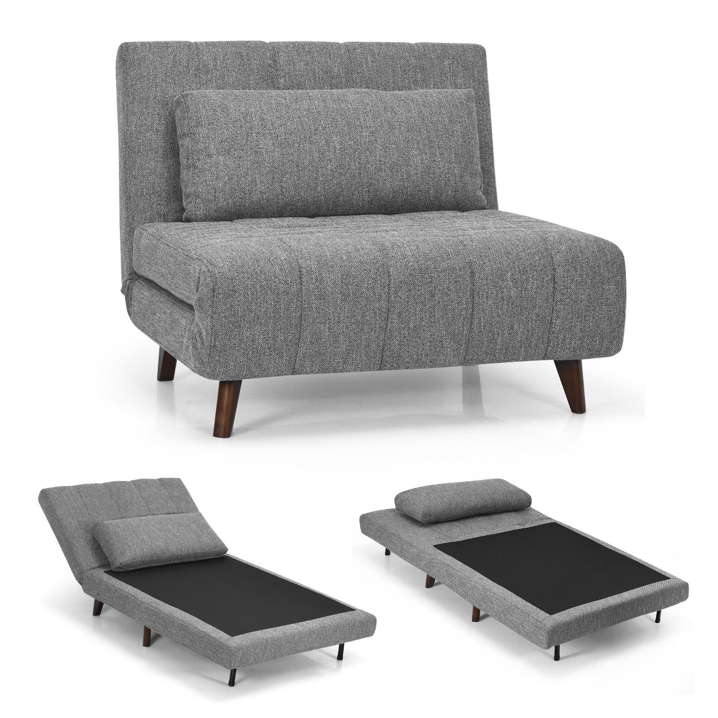 Giantex Sofa Bed, Convertible Adjustable Sleeper Recline Chair, Guest Sofa Bed Couch w/Waist Pillow, Easy Assembly