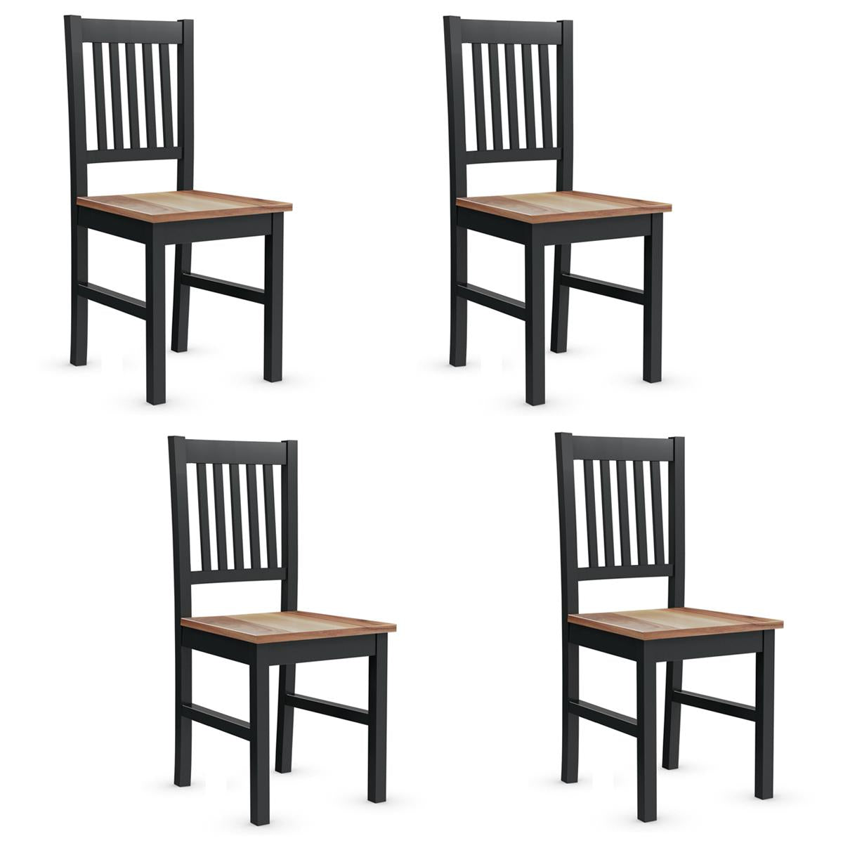 Giantex Set of 4 Dining Chair Set, Dining Room Side Chair w/Ergonomic Backrest & Large Seat, Multifunctional Wooden Armless Chair for Office Living Room Dining Room Kitchen