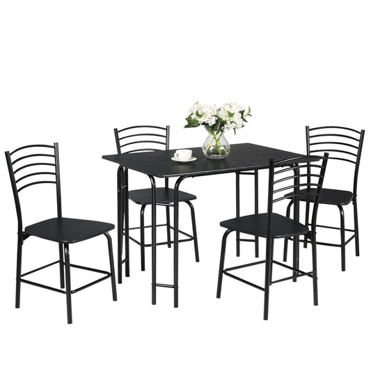 Giantex 5 Piece Dining Set, Kitchen Table Set w/4 Chairs, Wood Home Furniture Set