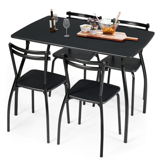 Giantex 5 PCS Dining Set, Rectangular Dining Furniture Set, Breakfast0 Table Set w/4 Chairs for Kitchen, Restaurant
