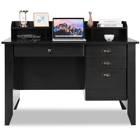 Giantex Vintage Computer Desk, Home Office Computer Table, Spacious Wooden Executive Writing Study Desk, Black