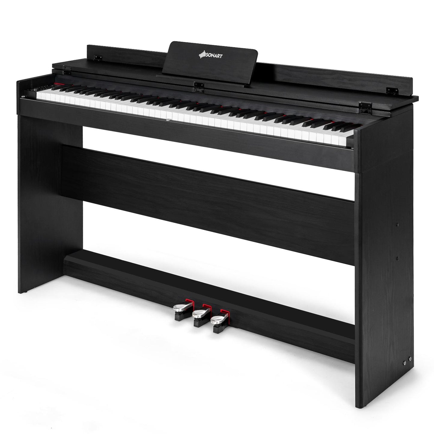 Giantex 88 Key Full-size Digital Piano, Electric Keyboard, Semi-weighted Upright Piano w/Dual Headphone Jacks, Triple Pedals, MIDI/USB/MP3 Function, for Kids & Adults, Black