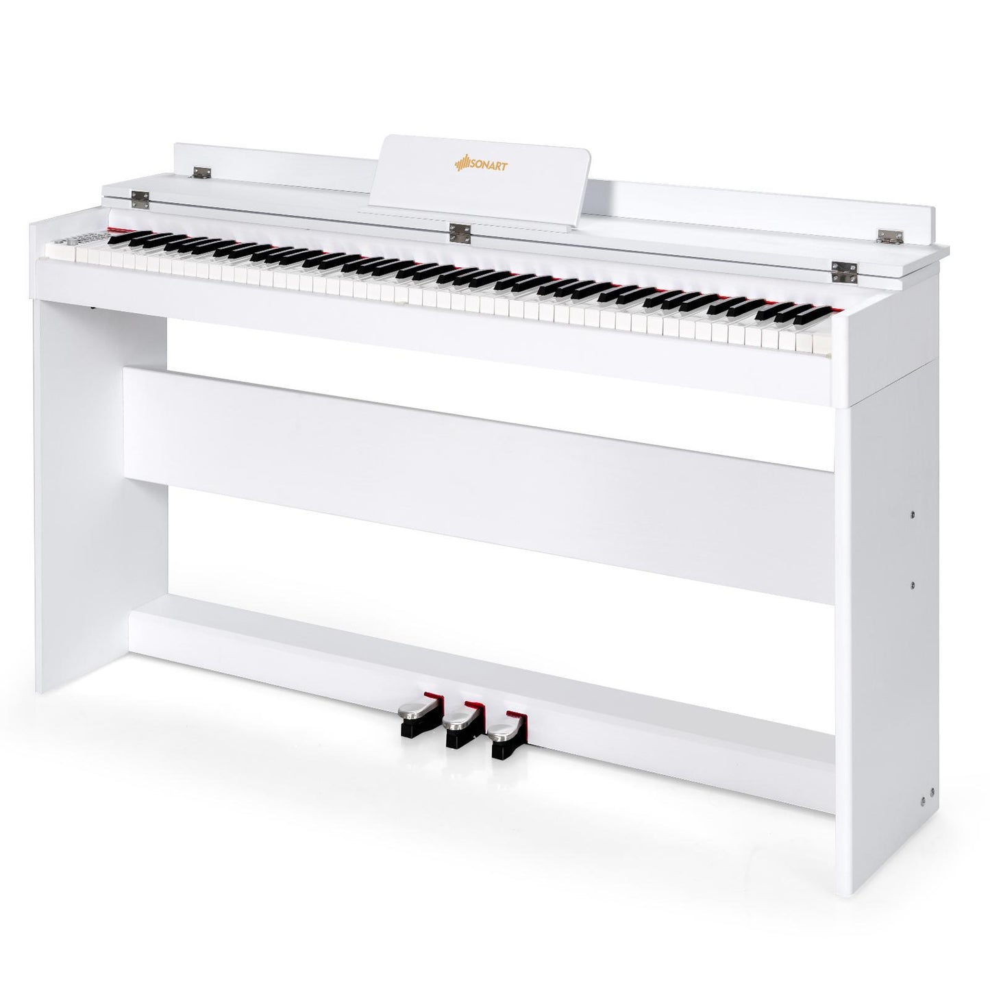 Giantex 88 Key Full-size Digital Piano, Electric Keyboard, Semi-weighted Upright Piano w/Dual Headphone Jacks, Triple Pedals, MIDI/USB/MP3 Function, for Kids & Adults, White