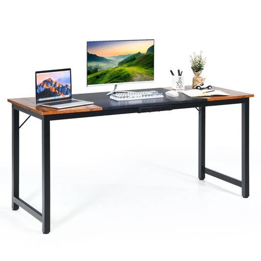 Giantex 63” Computer Desk, Modern Home Office Desk, Sturdy Steel Frame Writing Desk, Simple Laptop Desk for Study, Office, Dining Room, Simple Installation