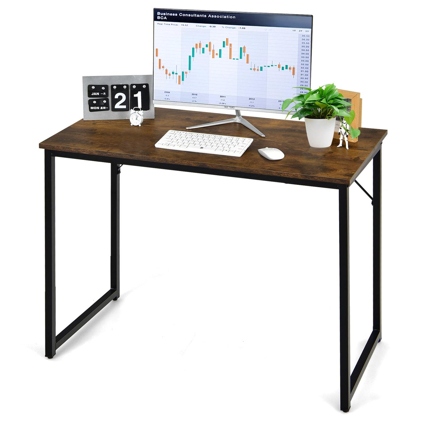 Giantex 40” Home Office Computer Desk, Modern Simple Writing Study Desk, Metal Frame Gaming Desk, Laptop PC Workstation