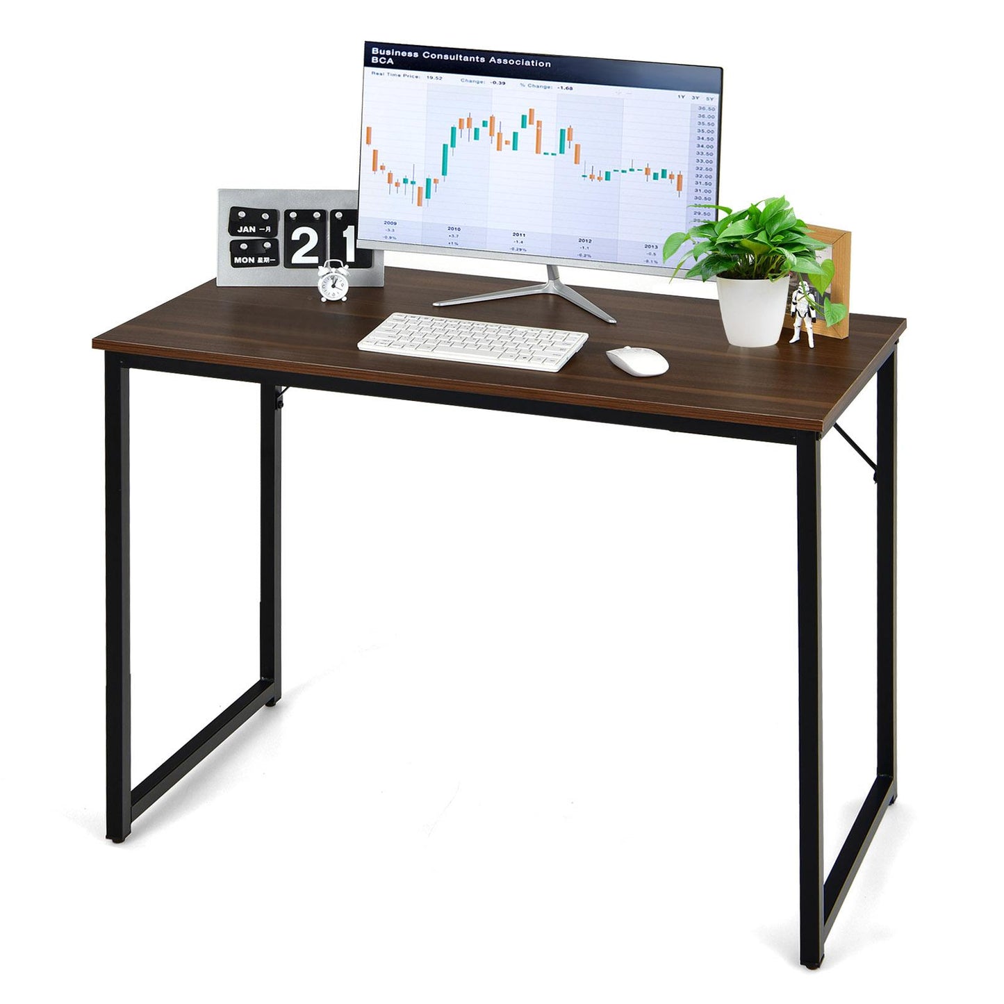 Giantex 40” Home Office Computer Desk, Modern Simple Writing Study Desk, Metal Frame Gaming Desk, Laptop PC Workstation