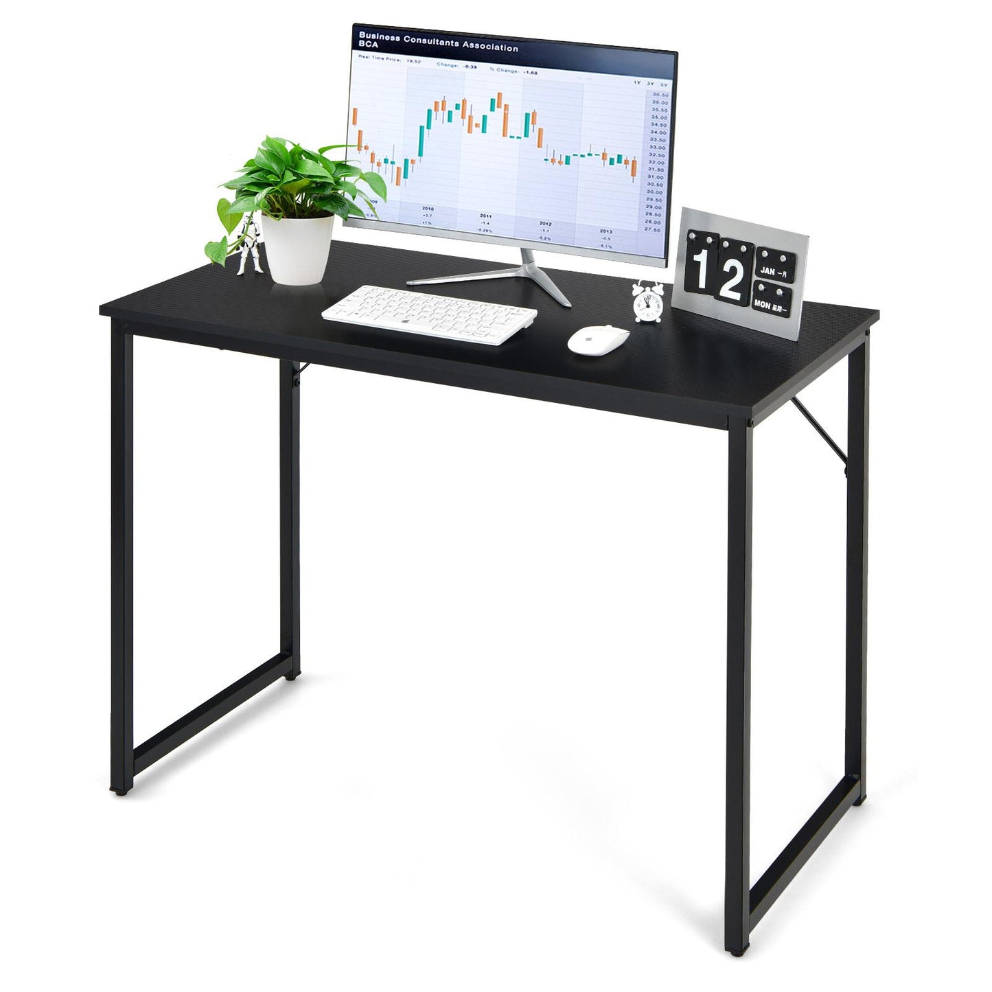 Giantex 40” Home Office Computer Desk, Modern Simple Writing Study Desk, Metal Frame Gaming Desk, Laptop PC Workstation