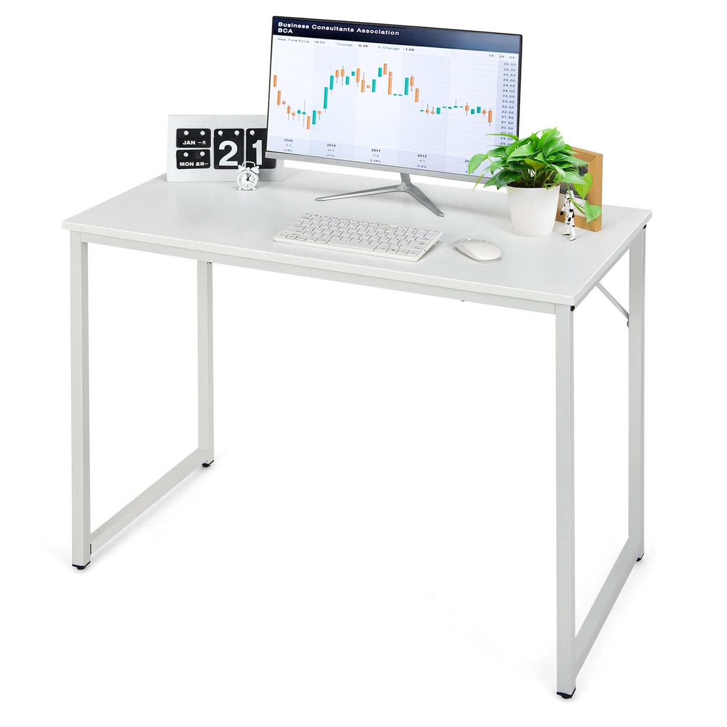 Giantex 40” Home Office Computer Desk, Modern Simple Writing Study Desk, Metal Frame Gaming Desk, Laptop PC Workstation