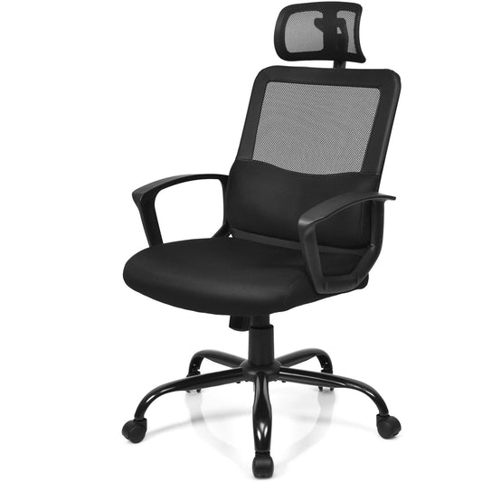 Giantex Ergonomic Home Office Chair, High Back Desk Chairs w/Adjustable Headrest, Breathable Mesh Soft Computer Chair for Gaming