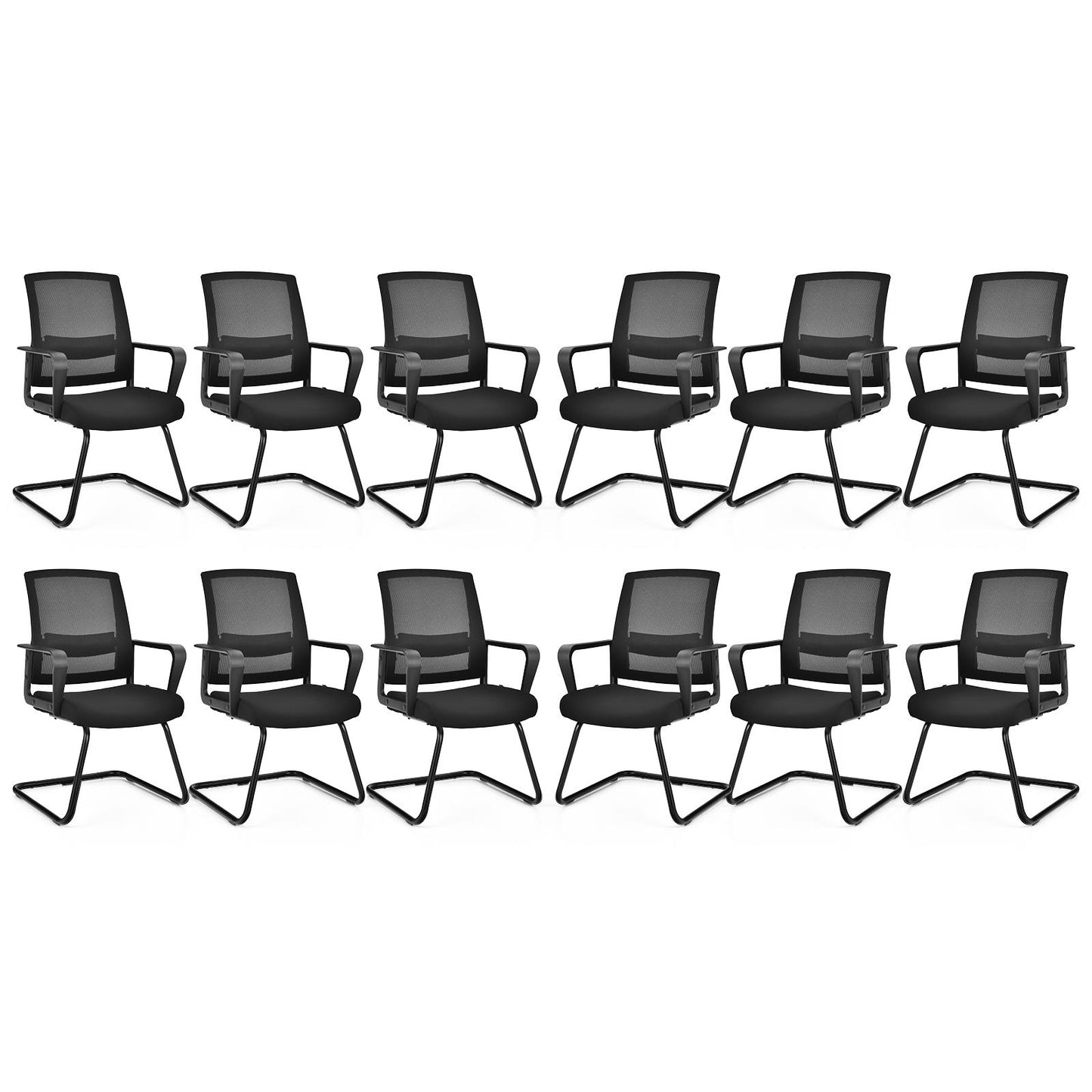 Giantex Set of 12 Home Office Guest Chair, Heavy-Duty Reception Conference Chair w/Adjustable Lumbar Support, Modern Mid Mesh Back Computer Chair, Easy Assembly