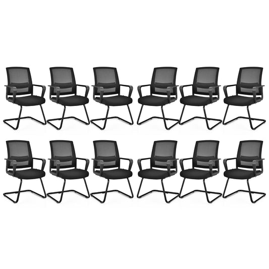 Giantex Set of 12 Home Office Guest Chair, Heavy-Duty Reception Conference Chair w/Adjustable Lumbar Support, Modern Mid Mesh Back Computer Chair, Easy Assembly