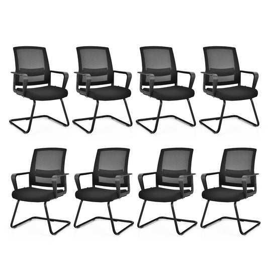 Giantex Set of 8 Home Office Guest Chair, Heavy-Duty Reception Conference Chair w/Adjustable Lumbar Support, Modern Mid Mesh Back Computer Chair, Easy Assembly