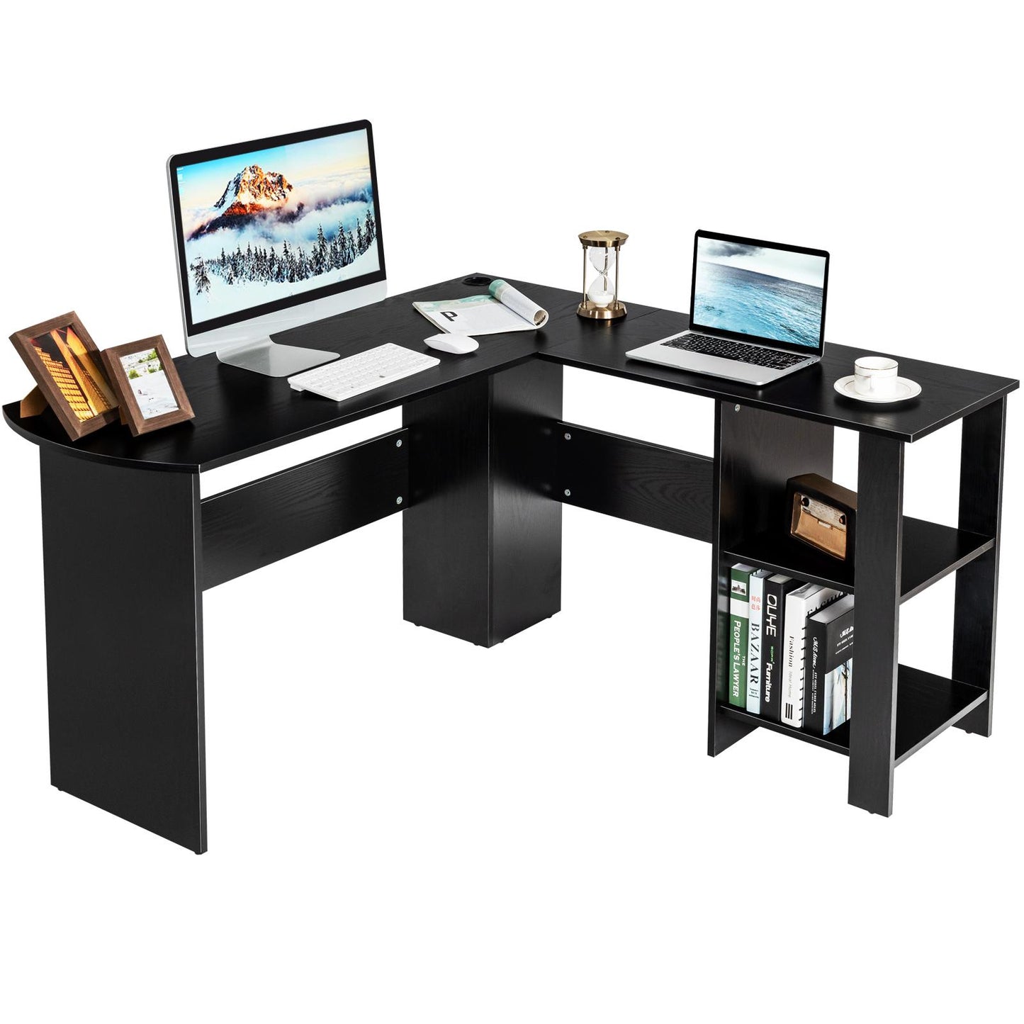 Giantex L-Shaped Computer Desk, Modern Simple Style Corner Desk, Space Saving Home Office Workstation, Gaming Desk
