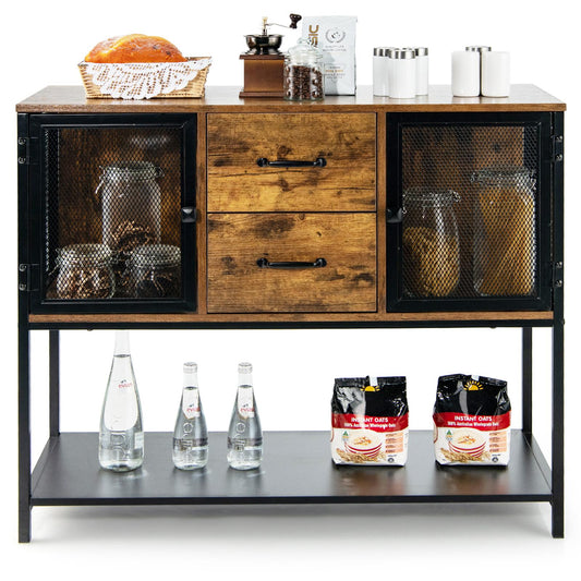 Giantex Industrial Accent Console Table, Buffet Sideboard w/Storage Cabinet, Drawers & Shelf, Ideal for Dining Room, Kitchen