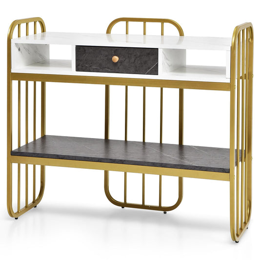 Giantex Faux Marble Console Table, Elegant Long Sofa Table w/Storage Shelf, Entryway Table for Kitchen, Living Room, Dining Room, Easy Assembly