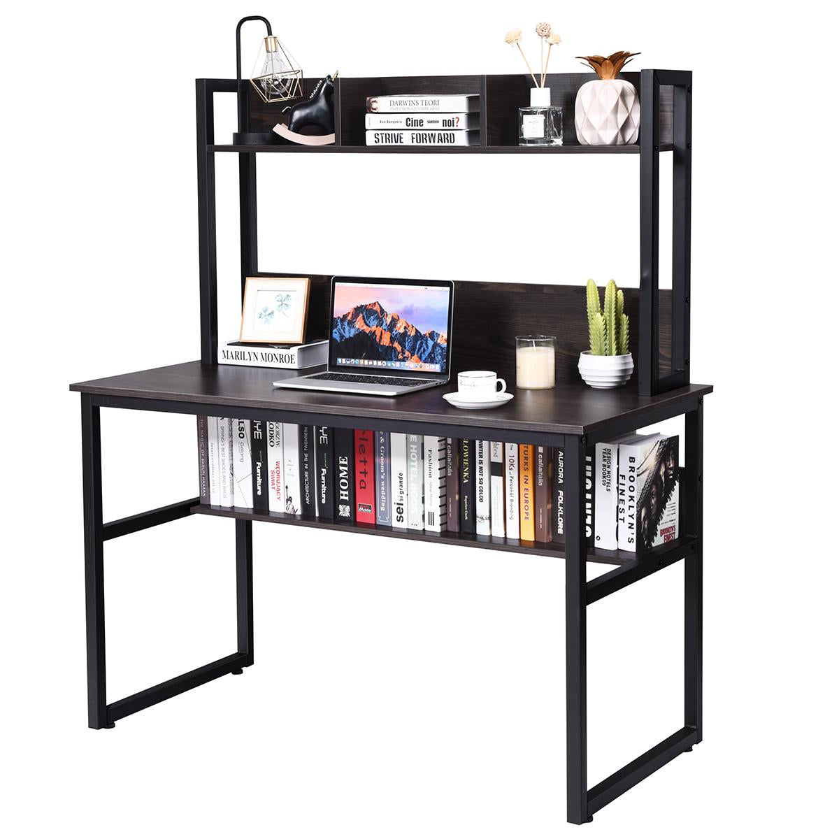 Giantex 47¡± Computer Desk, Home Office Laptop Workstation w/Open Storage Shelves, Hutch & Bookshelf, Study Writing Desk w/Space-saving Design, Easy Assembly