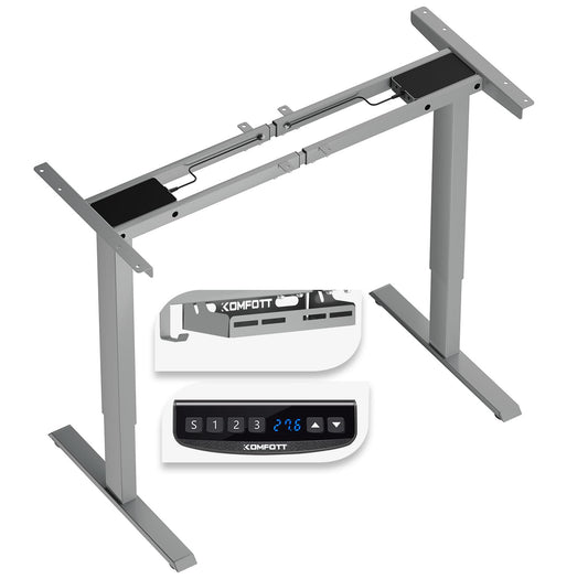 Giantex Dual Motor Electric Standing Desk Frame, Ergonomic Width & Height Adjustable Sit-to-Stand Workstation Base w/ Memory Controller & Anti-Collision Protection (Frame Only), Gray