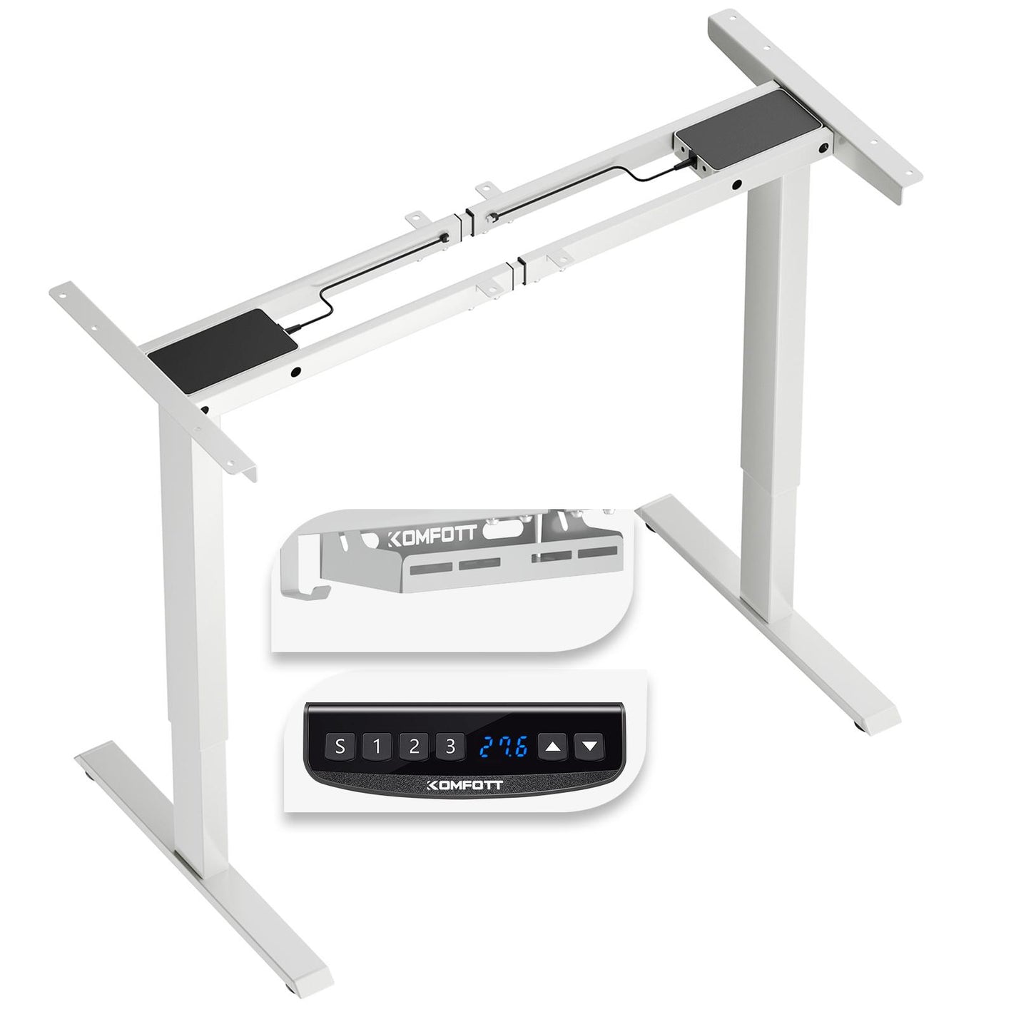 Giantex Dual Motor Electric Standing Desk Frame, Ergonomic Width & Height Adjustable Sit-to-Stand Workstation Base w/ Memory Controller & Anti-Collision Protection (Frame Only), White
