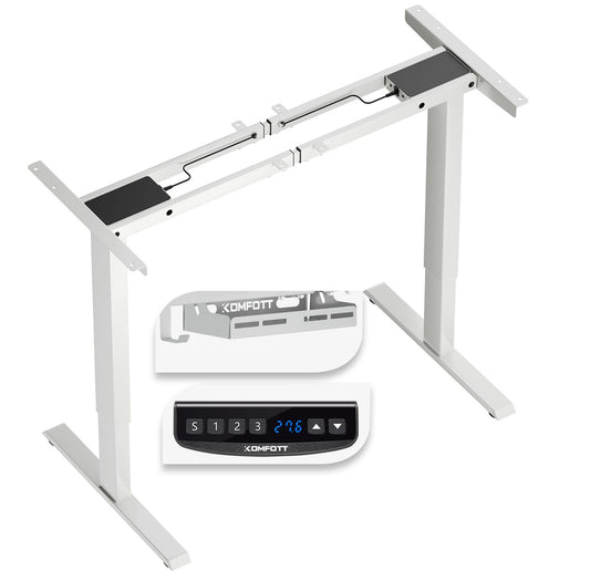 Giantex Dual Motor Electric Standing Desk Frame, Ergonomic Width & Height Adjustable Sit-to-Stand Workstation Base w/ Memory Controller & Anti-Collision Protection (Frame Only), White
