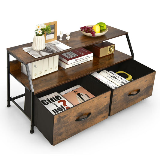 Giantex 2-drawer Dresser TV Stand, Industrial Floor Storage Cabinet, Freestanding Media Console Table Entertainment Center for Living Room, Bedroom