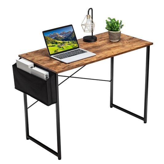 Giantex 47" Study Computer Desk, Industrial Home Office Writing Desk w/Storage Bag, Laptop Table for Living Room Bedroom