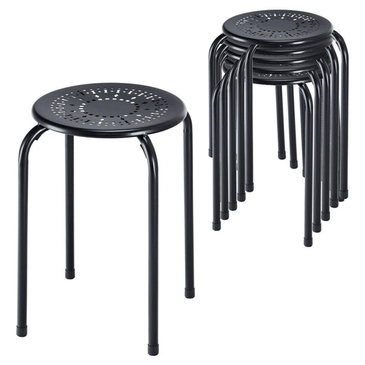 Giantex Multipurpose Stool Chairs, Metal Stool w/Dome, Stackable Backless Kitchen Stool for Indoor Outdoor Use, Black