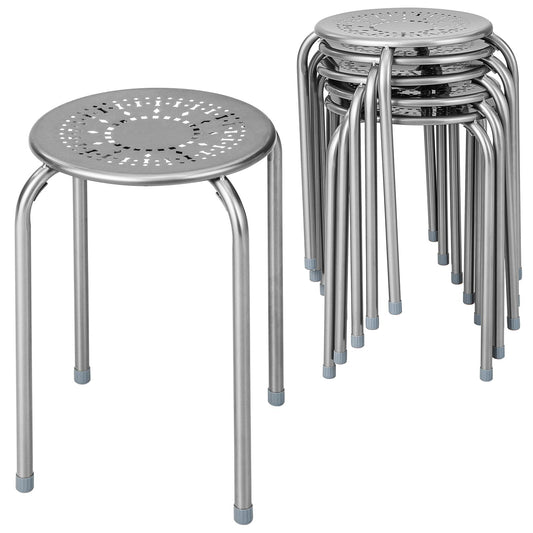 Giantex Multipurpose Stool Chairs, Metal Stool w/Dome, Stackable Backless Kitchen Stool for Indoor Outdoor Use, Grey