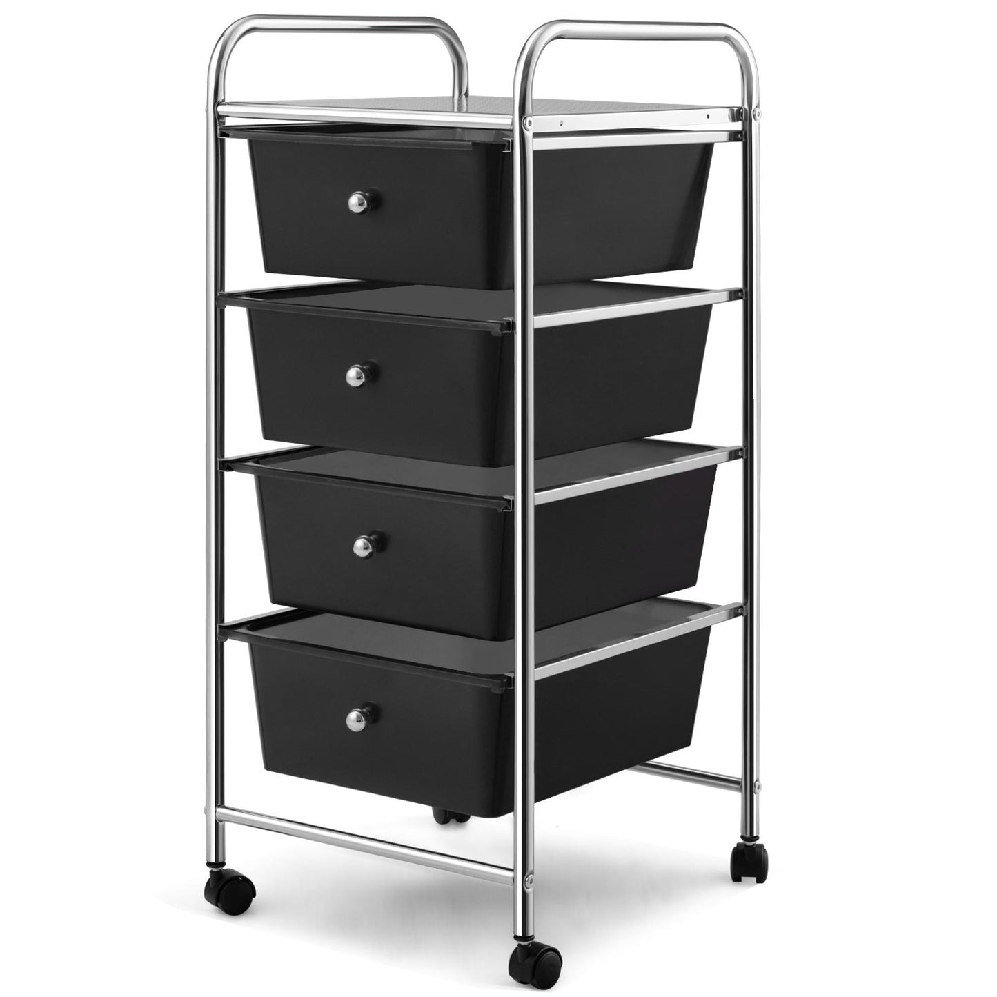 Giantex 4-Drawer Rolling Storage Cart, Utility Cart w/Lockable Casters & Metal Frame, Mobile Storage Organizer, Trolley Cart for Office School, Black