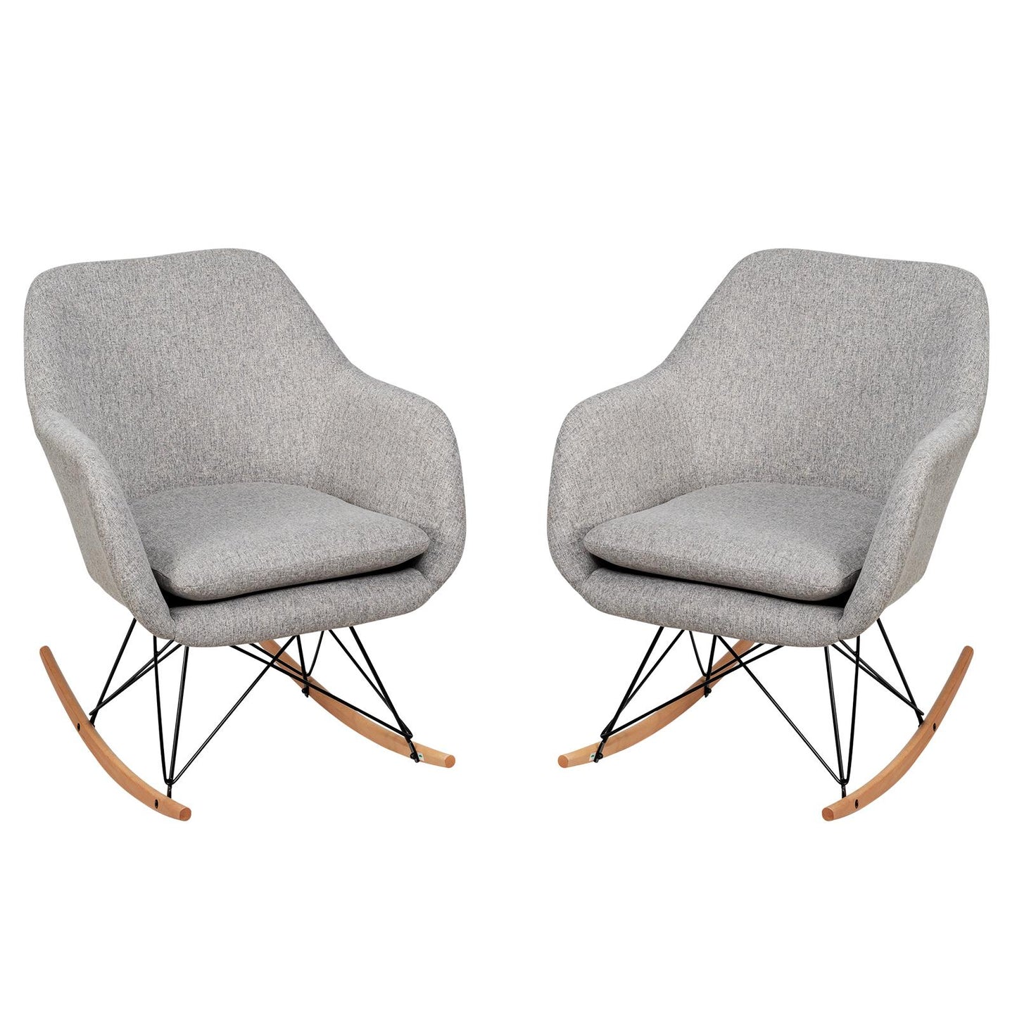 Giantex Accent Rocking Chair, Upholstered Arm Chair w/Cushion & Steel Wood Leg, 2