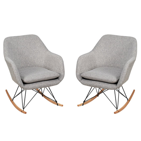 Giantex Accent Rocking Chair, Upholstered Arm Chair w/Cushion & Steel Wood Leg, 2