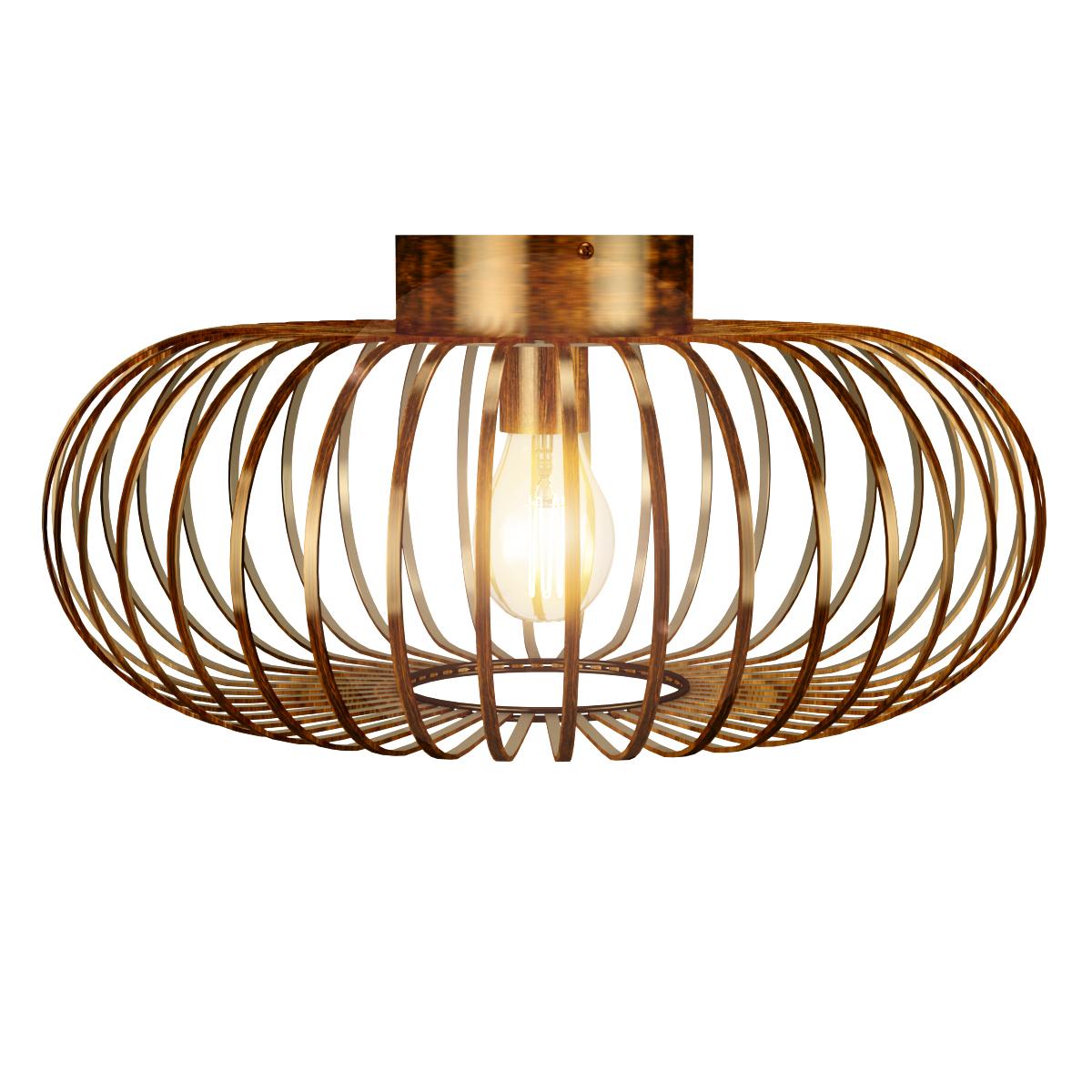 Giantex Antique Brass Metal Ceiling Pendant Light, Metal Flush Mount Ceiling Light, Strong Arc Iron Lamp-Shade for Kitchen & Dining Hall