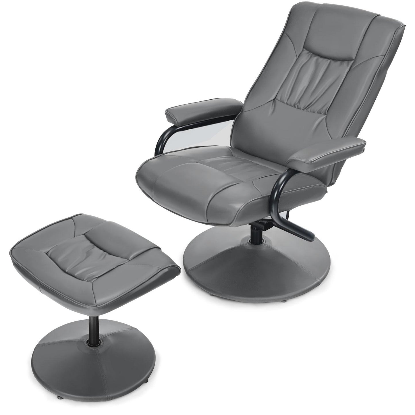Giantex 360¡ãTV Chair w/Stool, Armchair w/Adjustable Backrest, Recliner Massage Chair for Home & Office