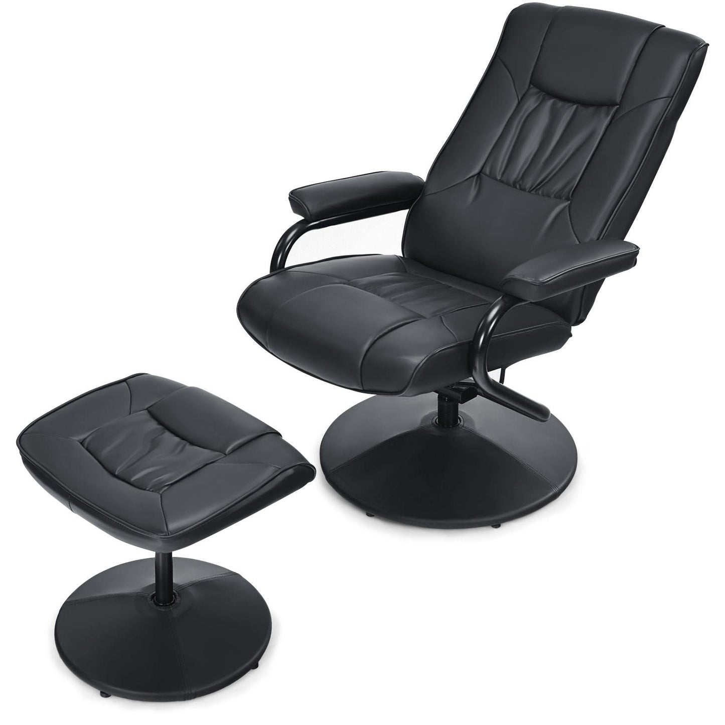 Giantex 360¡ãTV Chair w/Stool, Armchair w/Adjustable Backrest, Recliner Massage Chair for Home & Office